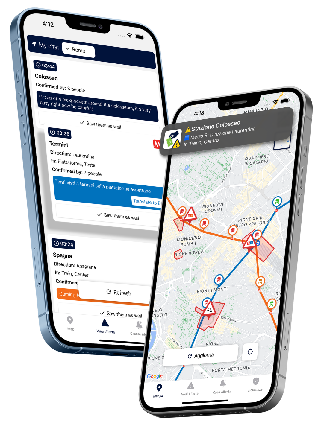 graphic of pickpocket alert app on phone mockup
